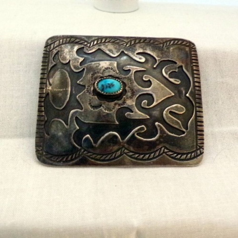 Men's Sterling Silver Navajo Belt Buckle